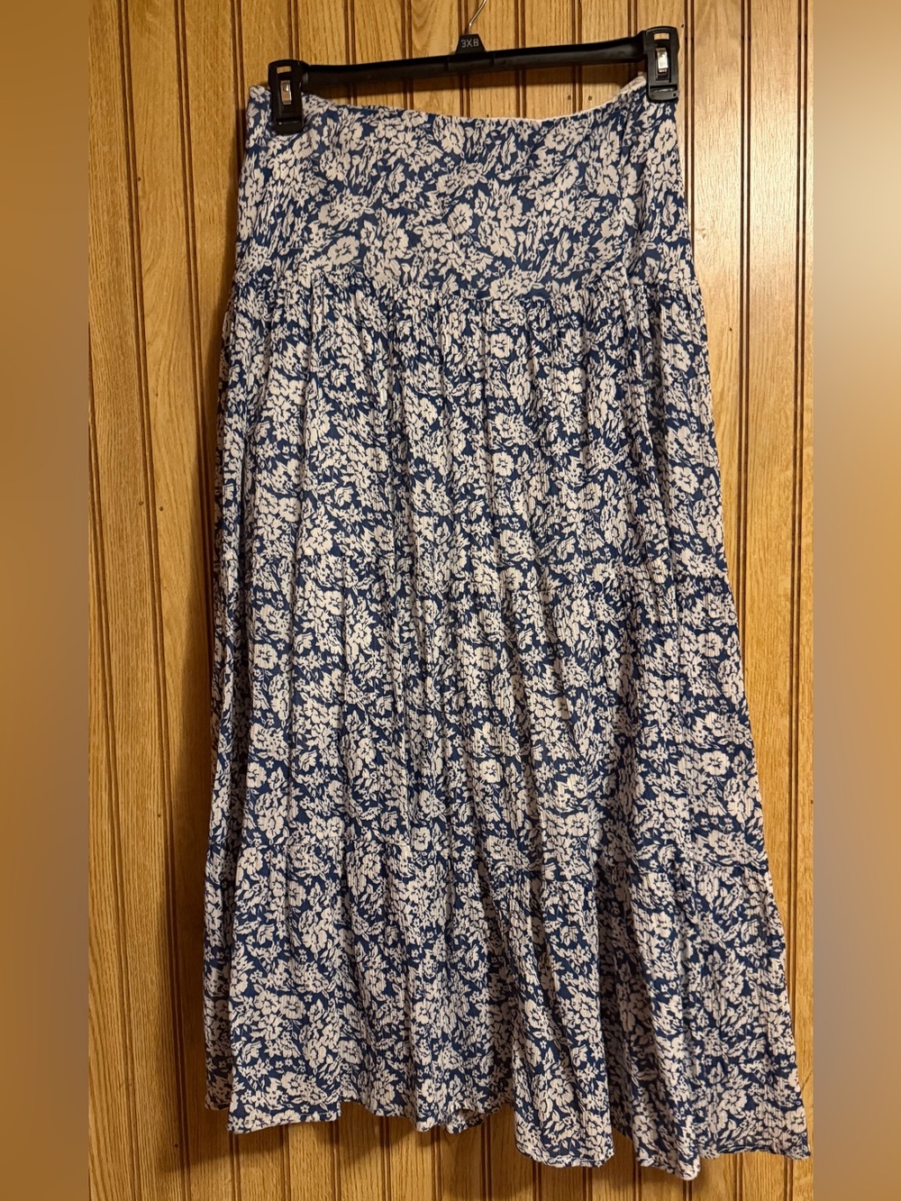 Blue and White Floral Maxi Skirt - Women's